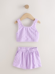 Lilac Purple Shell Towelling Crop Top And Shorts Set (3-16yrs) - Image 5 of 8