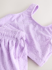 Lilac Purple Shell Towelling Crop Top And Shorts Set (3-16yrs) - Image 7 of 8