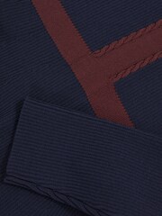 Reiss Navy Alma Craft-Stitch Rib-Knit Dress - Image 4 of 4