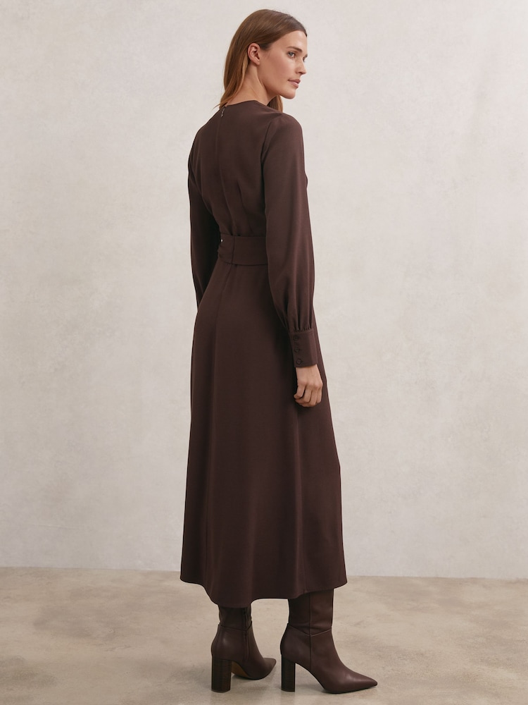Buy Reiss Burgundy Mira Wrap-Front Drape Midi Dress with Wool from Next  Luxembourg