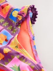 Purple/Orange Tropical Sunsafe Long Sleeve Swimsuit (3mths-7yrs) - Image 6 of 7