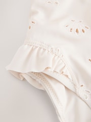 White Embriodered Puff Sleeve Swimsuit (3mths-7yrs) - Image 4 of 4