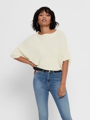 JDY White Knitted Batwing Jumper - Image 3 of 5