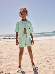 Mint Green Towelling Shirt Crop Top And Shorts Set (3-16yrs) - Image 4 of 10
