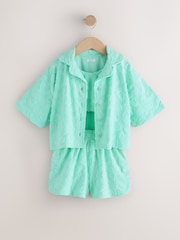 Mint Green Towelling Shirt Crop Top And Shorts Set (3-16yrs) - Image 6 of 10
