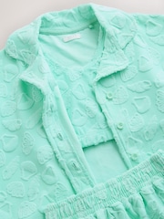 Mint Green Towelling Shirt Crop Top And Shorts Set (3-16yrs) - Image 9 of 10