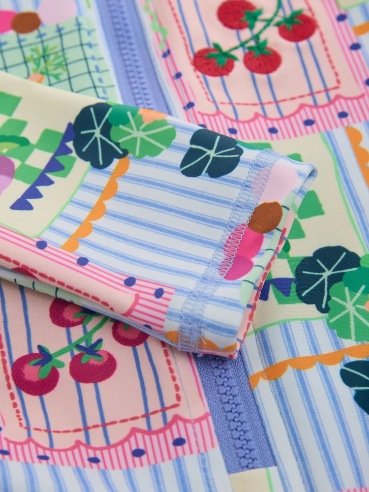 Blue Stripe Vegetable Print Sunsafe Long Sleeve Swimsuit (3mths-7yrs) - Image 4 of 4