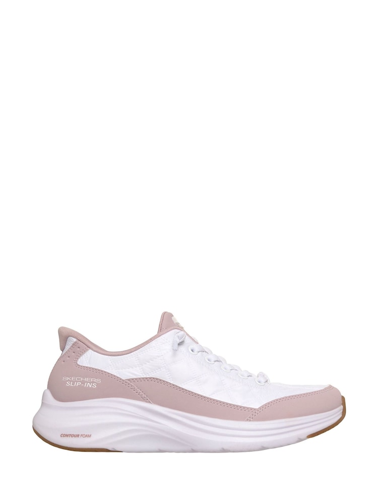 Skechers Purple on White Skechers Slip ins Contour Foam Cosy Fit Trainers - Image 1 of 5 Skechers Purple on White Skechers Slip ins Contour Foam Cosy Fit Trainers - Image 1 of 5