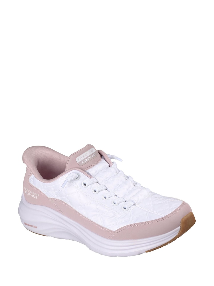 Skechers Purple on White Skechers Slip ins Contour Foam Cosy Fit Trainers - Image 2 of 5 Skechers Purple on White Skechers Slip ins Contour Foam Cosy Fit Trainers - Image 2 of 5