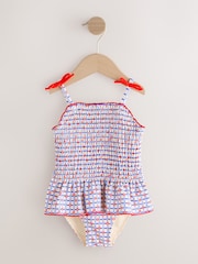 Red/Blue Check Shirred Swimsuit (3mths-10yrs) - Image 1 of 5