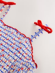 Red/Blue Check Shirred Swimsuit (3mths-10yrs) - Image 6 of 8