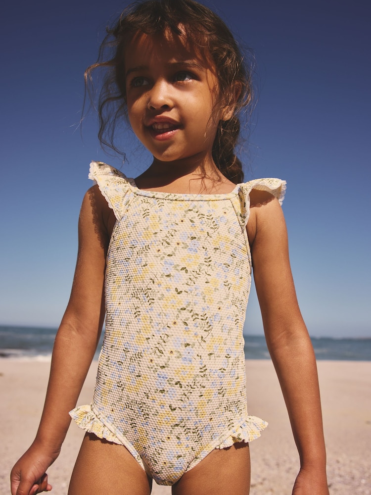 Yellow Ditsy Floral Frill Swimsuit (3mths-7yrs) - Image 1 of 8