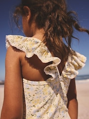 Yellow Ditsy Floral Frill Swimsuit (3mths-7yrs) - Image 3 of 8