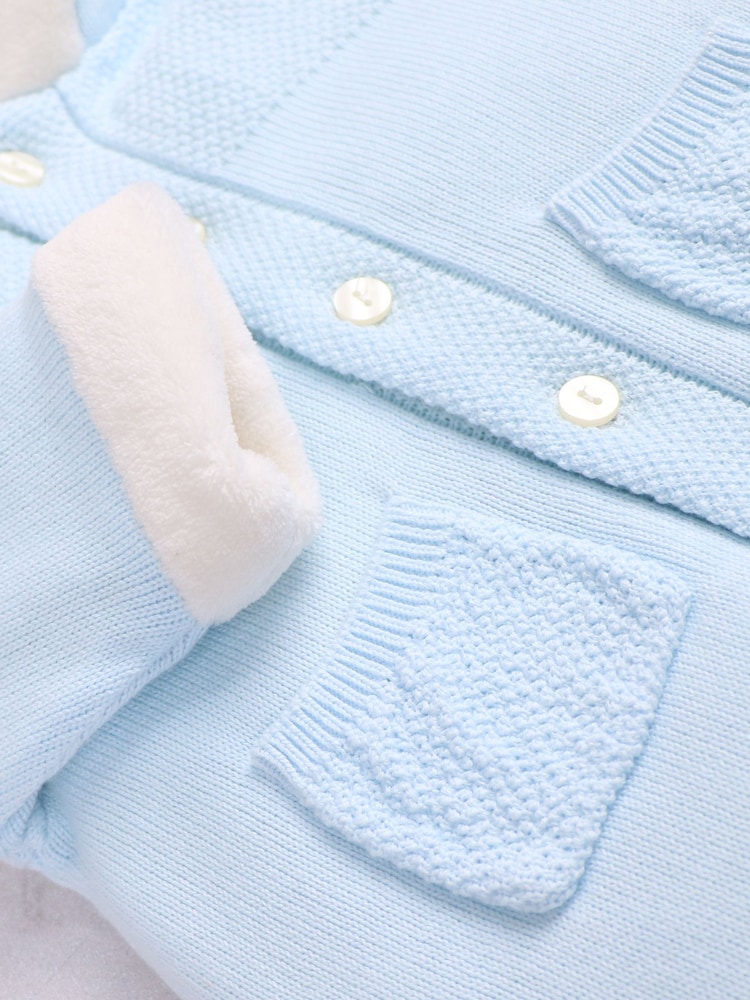 Emile Et Rose Kane Knitted Pramsuit With Pockets Fur Trim and Pom-Pom - Image 5 of 5 Emile Et Rose Kane Knitted Pramsuit With Pockets Fur Trim and Pom-Pom - Image 5 of 5