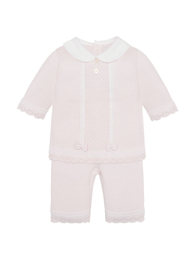 Emile Et Rose Pink Kacey Knitted 2 Pack With Central Lace Panel & Pretty Trousers - Image 2 of 6 Emile Et Rose Pink Kacey Knitted 2 Pack With Central Lace Panel & Pretty Trousers - Image 2 of 6