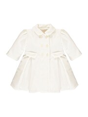 Emile Et Rose Cream Roseanna Luxurious Velour Padded Coat With Pleated Full Skirt and Beret - Image 3 of 7