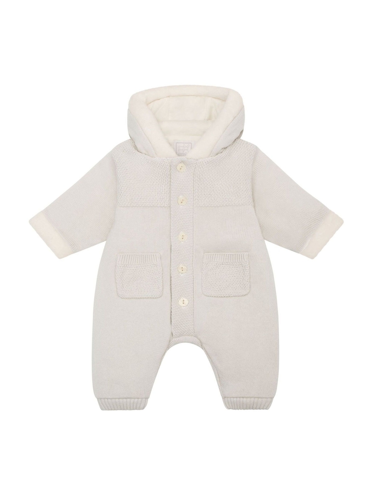 Emile Et Rose Kane Knitted Pramsuit With Pockets Fur Trim and Pom-Pom - Image 2 of 5 Emile Et Rose Kane Knitted Pramsuit With Pockets Fur Trim and Pom-Pom - Image 2 of 5