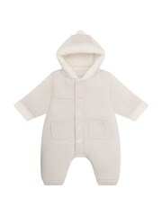 Emile Et Rose Kane Knitted Pramsuit With Pockets Fur Trim and Pom-Pom - Image 3 of 5