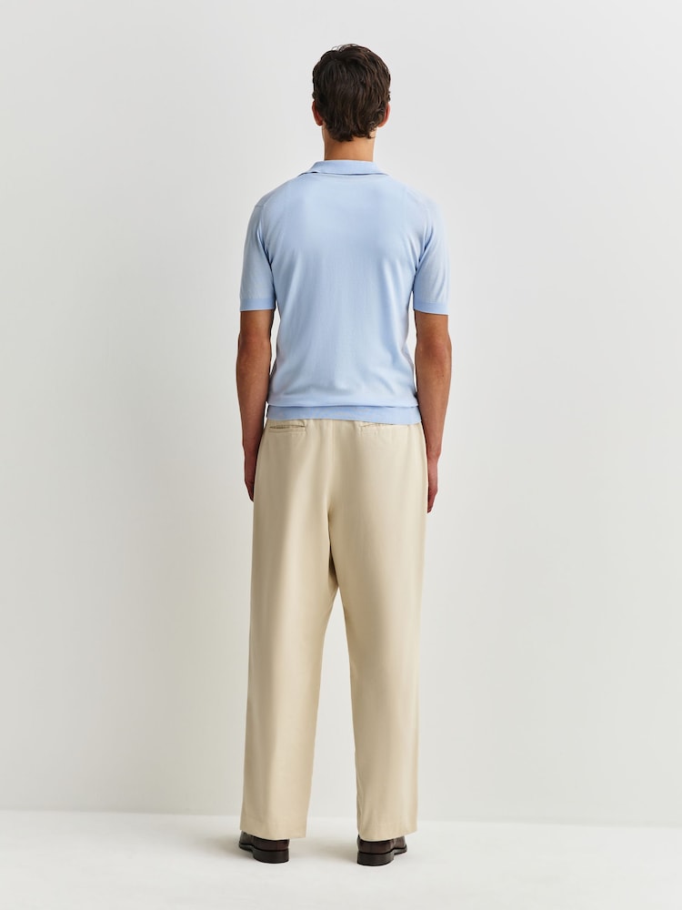 John Smedley Blue Adrian Short Sleeve Cotton Knit T-Shirt - Image 2 of 5