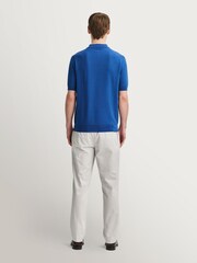 John Smedley Blue Folke Short Sleeve Cotton Knit Polo Shirt - Image 10 of 16