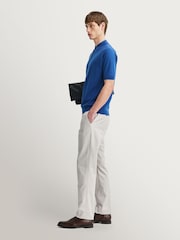 John Smedley Blue Folke Short Sleeve Cotton Knit Polo Shirt - Image 11 of 16