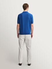 John Smedley Blue Folke Short Sleeve Cotton Knit Polo Shirt - Image 7 of 16