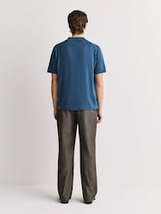 John Smedley Light Blue Folke Short Sleeve Cotton Knit Polo Shirt - Image 6 of 8