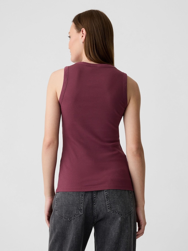 Gap Burgundy Red Soft Ribbed Sleeveless Vest Top - Image 2 of 5