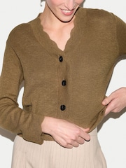 그린 - 직소 코튼 스캘럽 가디건 - 6의 이미지 5