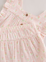 Ecru Pink Floral Woven Baby Top and Shorts 2 Piece set (0mths-2yrs) - Image 10 of 12