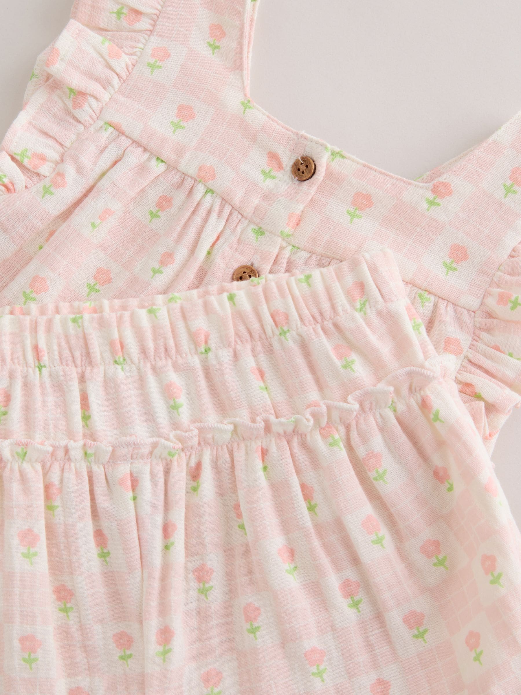 Buy Ecru Pink Floral Woven Baby Top and Shorts Set 2 Piece (0mths