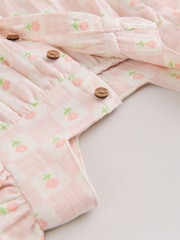 Ecru Pink Floral Woven Baby Top and Shorts 2 Piece set (0mths-2yrs) - Image 11 of 12