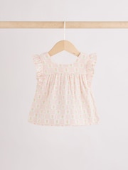 Ecru Pink Floral Woven Baby Top and Shorts 2 Piece set (0mths-2yrs) - Image 8 of 12