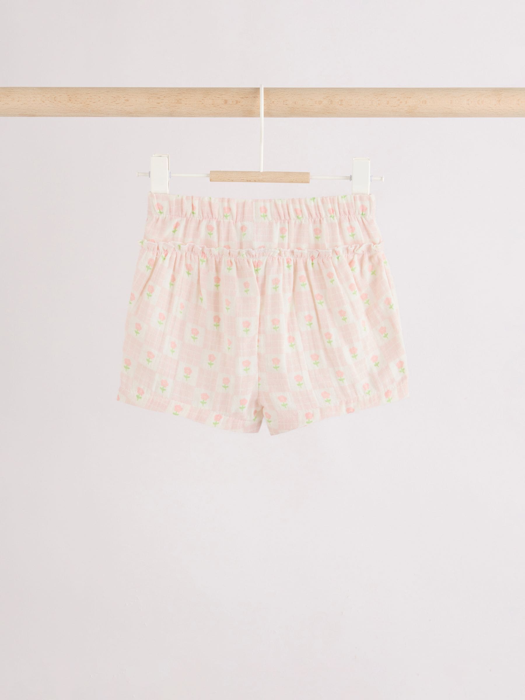 Buy Ecru Pink Floral Woven Baby Top and Shorts Set 2 Piece (0mths