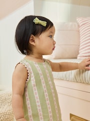 Green Floral Stripe Baby Woven Top and Trousers Set 2 Piece (0mths-2yrs) - Image 2 of 3