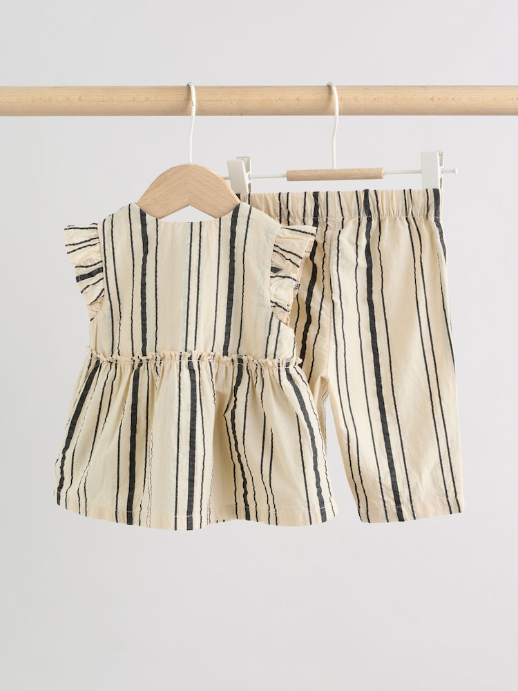 कालो/सेतो पट्टी - Baby Woven Top and Trousers Set 2 Piece (0mths-2yrs) - 13मध्ये 2 तस्बिर