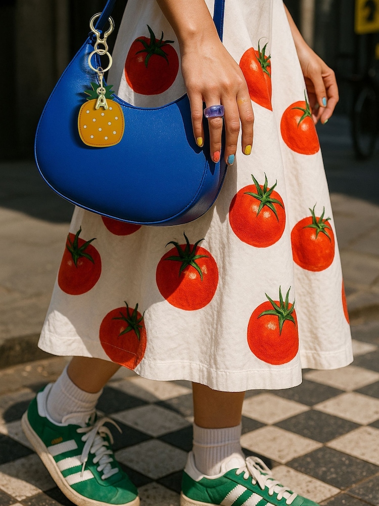 Jonnys Sister Personalised Faux Leather Pineapple Bag Accessory with a Letter Charm - Image 1 of 4