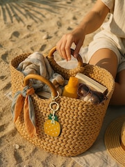 Jonnys Sister Personalised Faux Leather Pineapple Bag Accessory with a Letter Charm - Image 4 of 4