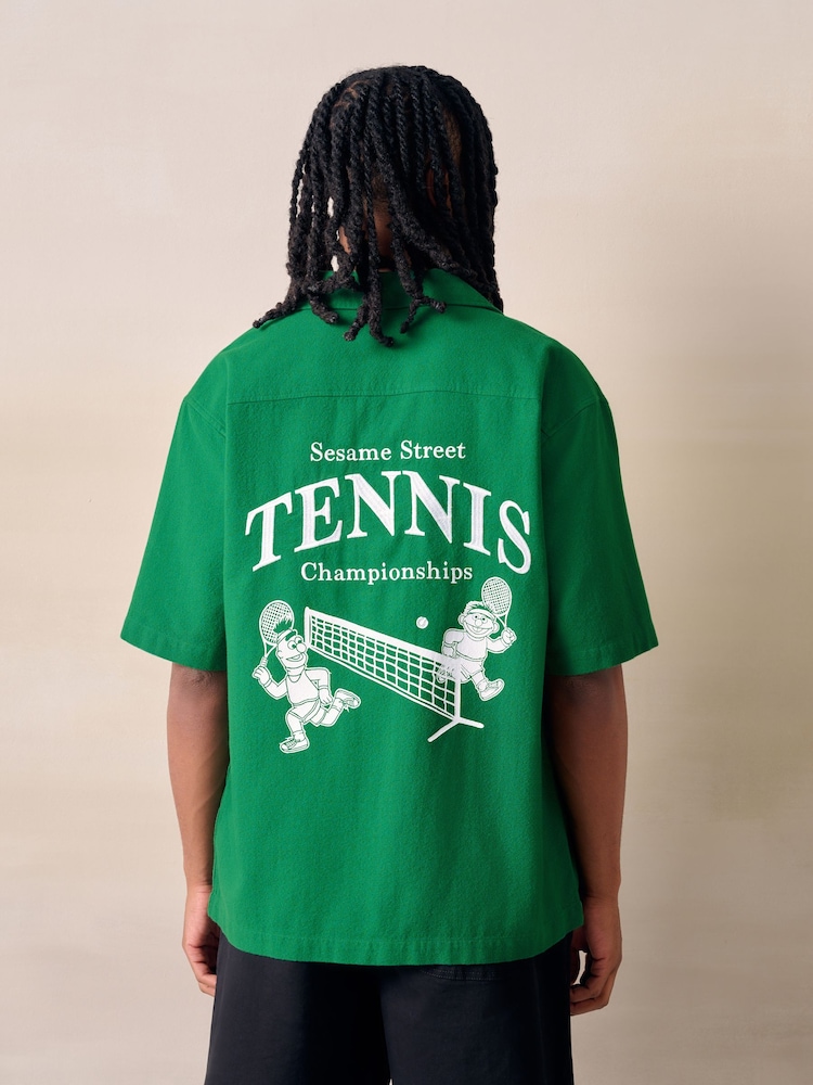 Green Sesame Print Short Sleeve Shirt - Image 1 of 8