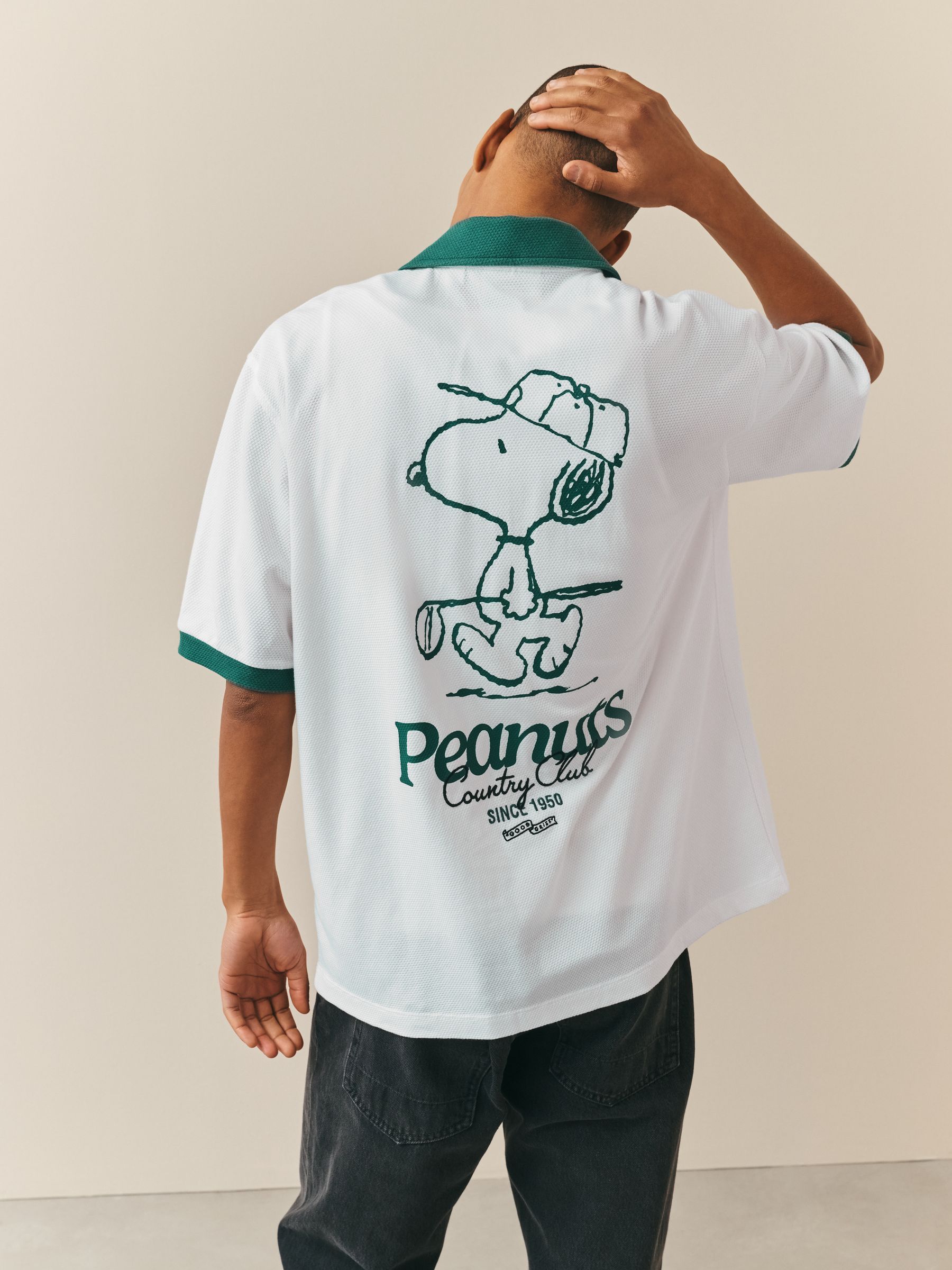 Buy White/Green Jersey Golf Snoopy Short Sleeve Shirt from the