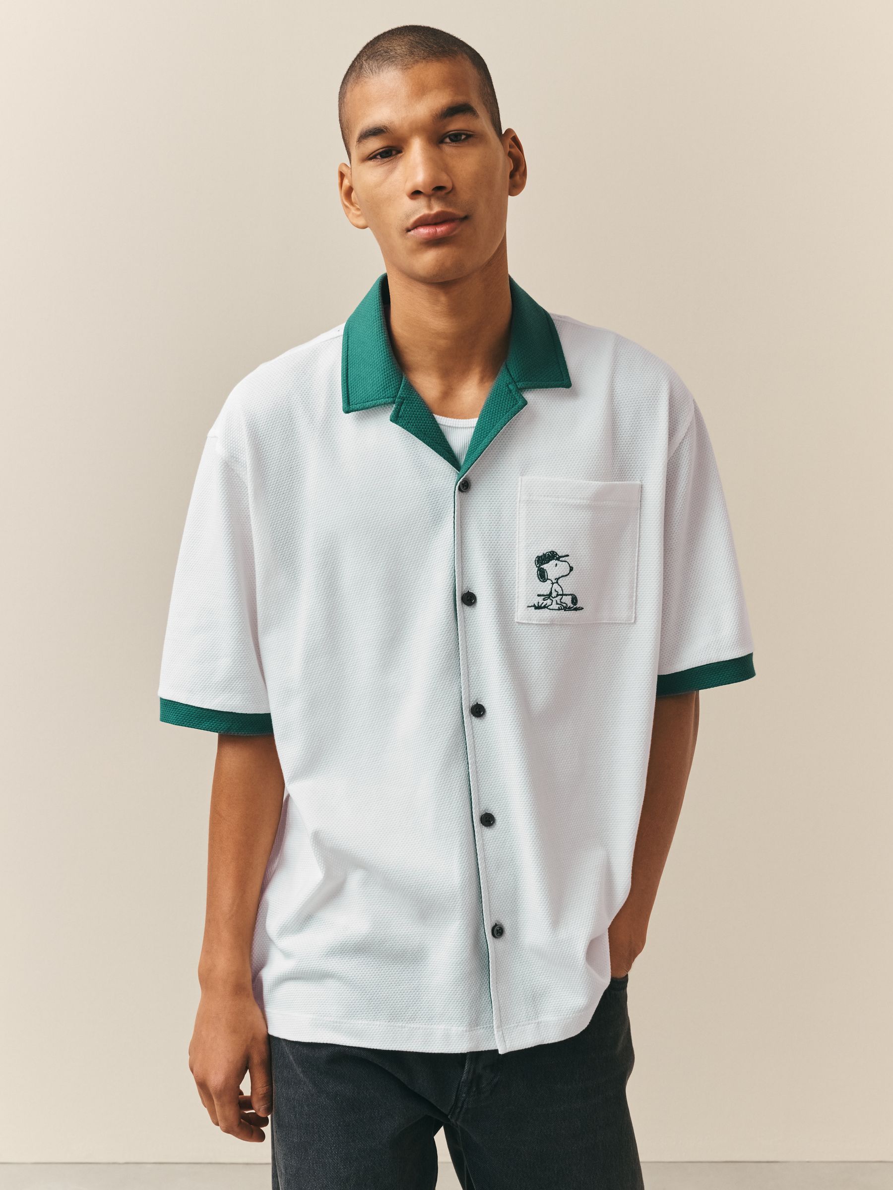 Buy White/Green Jersey Golf Snoopy Short Sleeve Shirt from Next USA