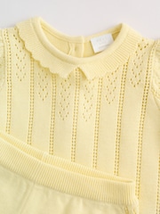 Galben - Set tricotat cu top și pantaloni scurți pentru bebeluși 2 piese (0luni-2ani) - Imaginea 8 din 14