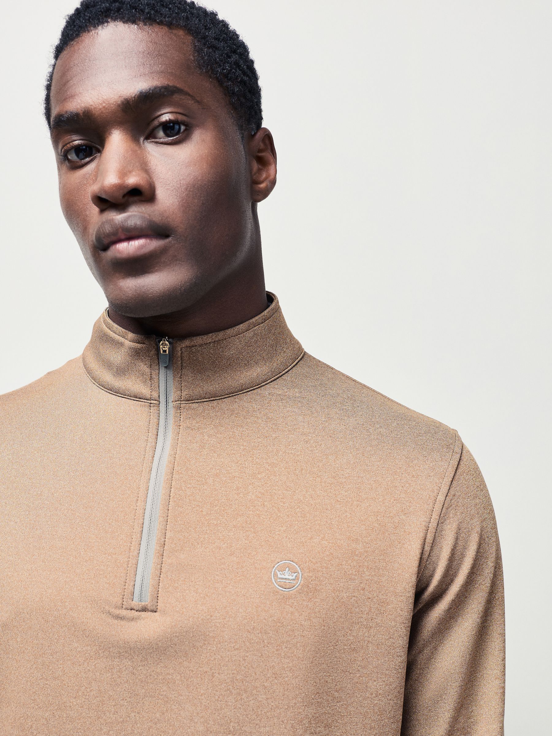 Buy Peter Millar Brown Perth Performance Quarter Zip Sweattop from