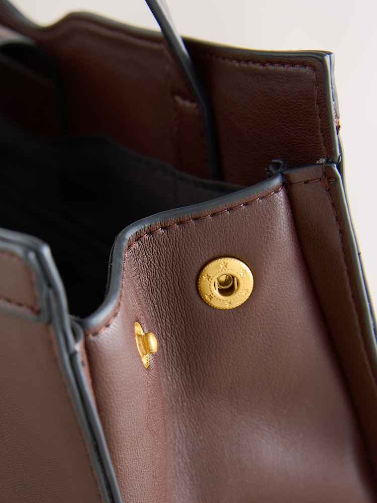 Chocolate Brown Structured Shoulder Bag - Image 5 of 5 Chocolate Brown Structured Shoulder Bag - Image 5 of 5