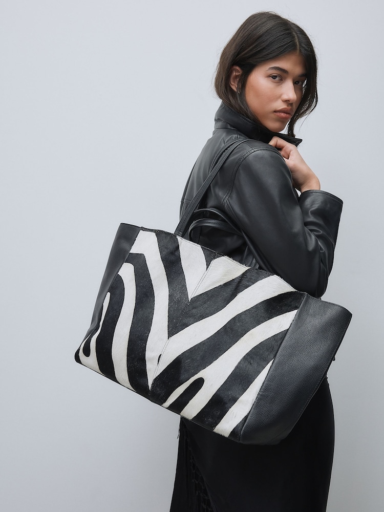 Zebra Leather Pannel Shoulder Bag - Image 2 of 5