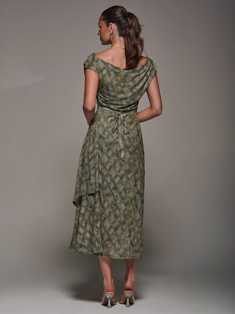 Verde - Jolie Moi Lace Asymmetrical Draped Midaxi Dress - Imagem 2 de 6