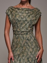 Verde - Jolie Moi Lace Asymmetrical Draped Midaxi Dress - Imagem 6 de 6