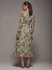 Jolie Moi Long Sleeve Printed Lace Maxi Dress - Imagem 2 de 5