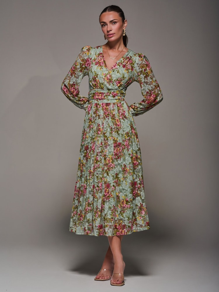 Jolie Moi Long Sleeve Printed Lace Maxi Dress - Imagem 5 de 5