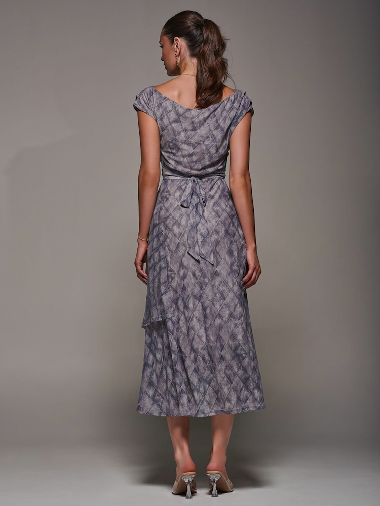Jolie Moi Purple Lace Asymmetrical Draped Midaxi Dress - Image 2 of 6 Jolie Moi Purple Lace Asymmetrical Draped Midaxi Dress - Image 2 of 6